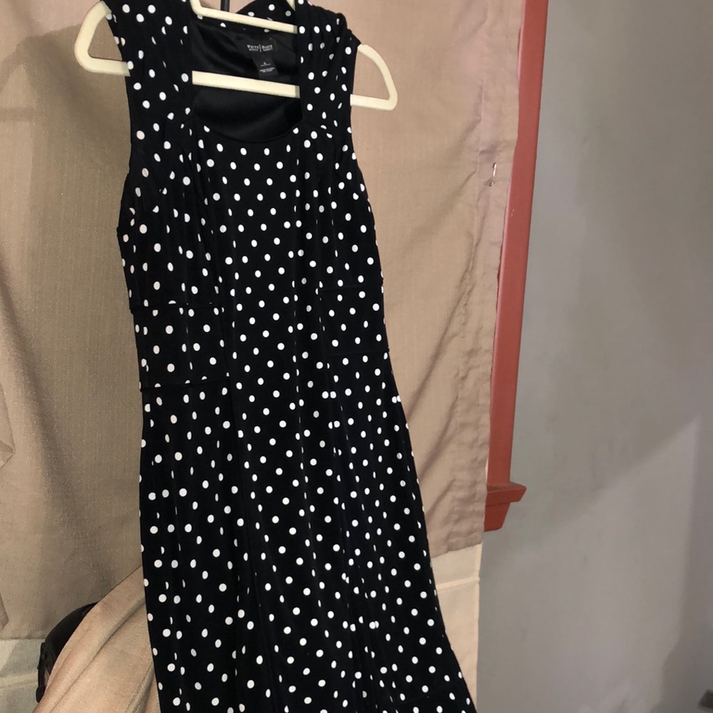 White House Black Market Black and White Polka Dot Sleeveless Dress